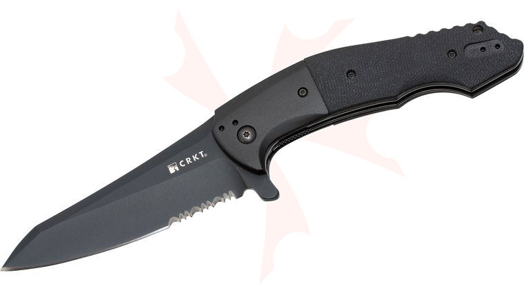 Columbia River 8900K Mah Eraser Folder 3.875 inch Black Combo Blade, G10 Handles