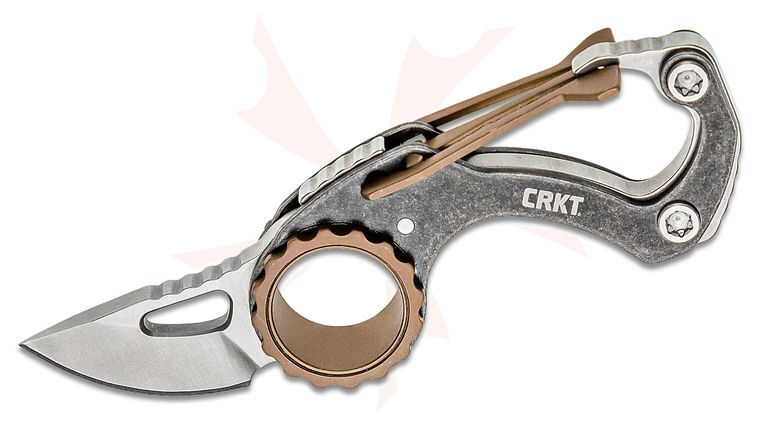 Columbia River CRKT 9082 Mike Bond Compano Carabiner Folding Knife 1.424 inch Satin Plain Blade, Black Stonewashed Stainless Steel Handles