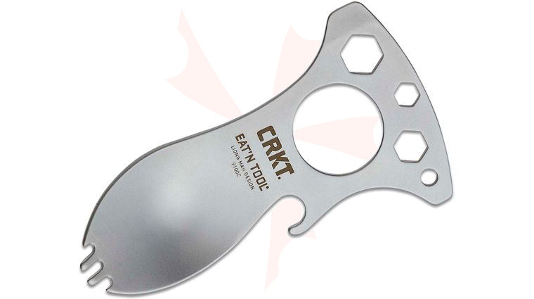 Columbia River CRKT 9100C Eat'N Tool (Bead Blast), Spoon, Fork, Bottle Opener, Screwdriver/Pry Tip, Wrenches, Carabiner