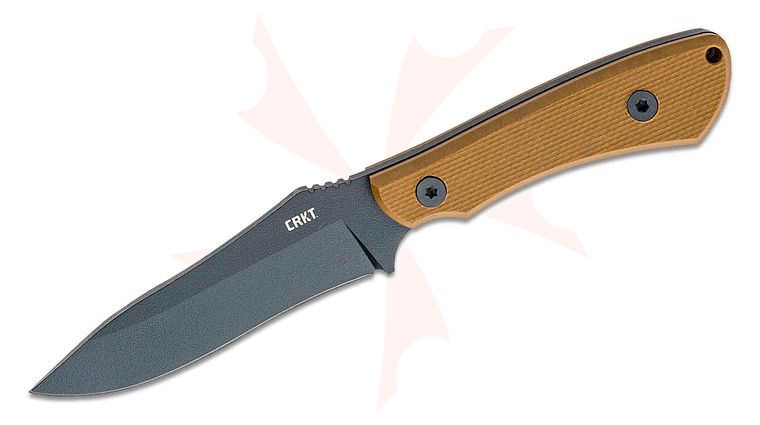 Columbia River CRKT 2083 Darrin Sirois Ramadi Fixed Blade Knife 4.37 inch SK5 Black Recurve, Coyote Brown G10 Handles, Coyote Brown Thermoplastic Sheath
