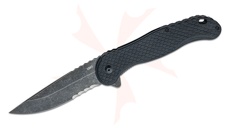 Columbia River CRKT 2267 Antonio Rodriguez Taco Viper Assisted Flipper Knife 4.22 inch Black Stonewashed Drop Point Blade, Black Textured GRN Handles