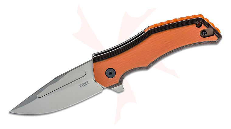 Columbia River CRKT 2372 Alan Folts Fawkes Assisted Flipper Knife 2.74 inch Bead Blasted Plain Blade, Orange/Black Dual G10 Handles