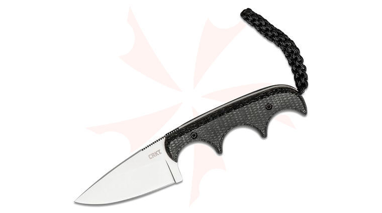 Columbia River CRKT 2384CM Folts Minimalist Fixed Blade Knife 2.16 inch 154CM Satin Drop Point Blade, Black Resin Infused Fiber Handles, Black Leather Sheath