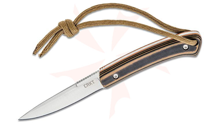 Columbia River CRKT 2382 Alan Folts Biwa Fixed Blade Neck Knife 3.018 inch Satin Drop Point, G10 Handles, Thermoplastic Sheath