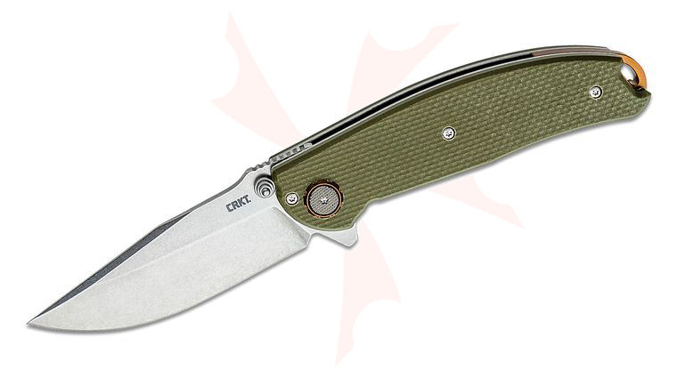 Columbia River CRKT 2471 Lucas Burnley Butte Deadbolt Lock Assisted Flipper Knife 3.36 inch D2 Stonewashed Drop Point Blade, Green G10 Handles