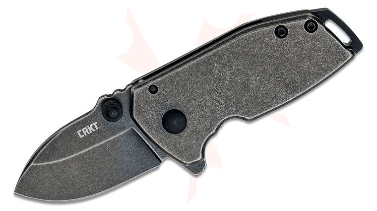 Columbia River CRKT 2485K Lucas Burnley Squid Compact Assisted Flipper Knife 1.75 inch Black Stonewashed Drop Point Blade, Black Stainless Steel Handles