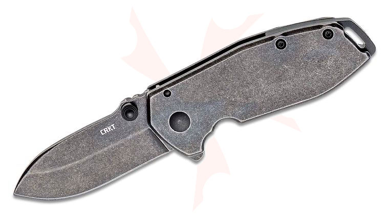 Columbia River CRKT 2493 Lucas Burnley Squid Assisted Black Flipper Knife 2.37 inch Black Stonewashed Drop Point Blade and Stainless Steel Handles