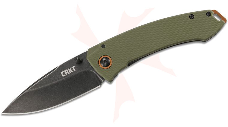 Columbia River CRKT 2520 Lucas Burnley Tuna Folding Knife 3.221 inch Black Stonewashed Drop Point Blade, OD Green G10 and Stainless Steel Handles
