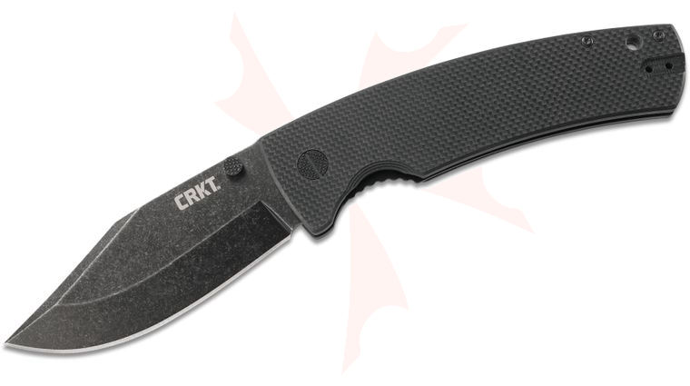 Columbia River CRKT 2795 Ryan Johnson RMJ Gulf Folding Knife 4.079 inch Black Stonewashed Plain Blade, Black G10 Handles