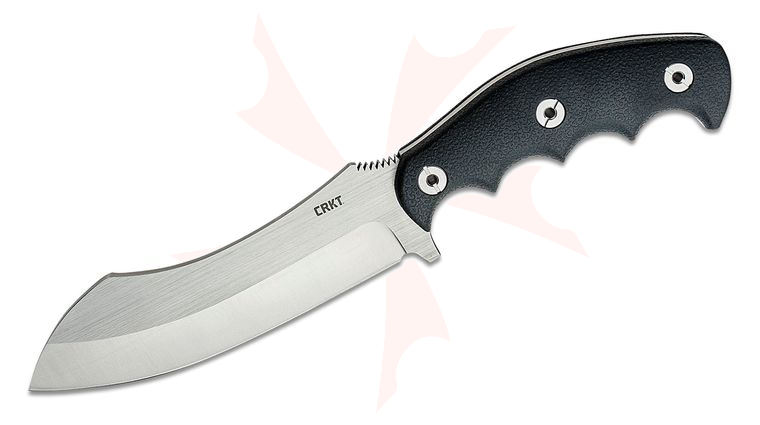 Columbia River CRKT 2866 Kommer Catchall Fixed Blade Knife 5.51 inch Sheepsfoot Blade, Black Rubberized GRN Handles, Thermoplastic Sheath