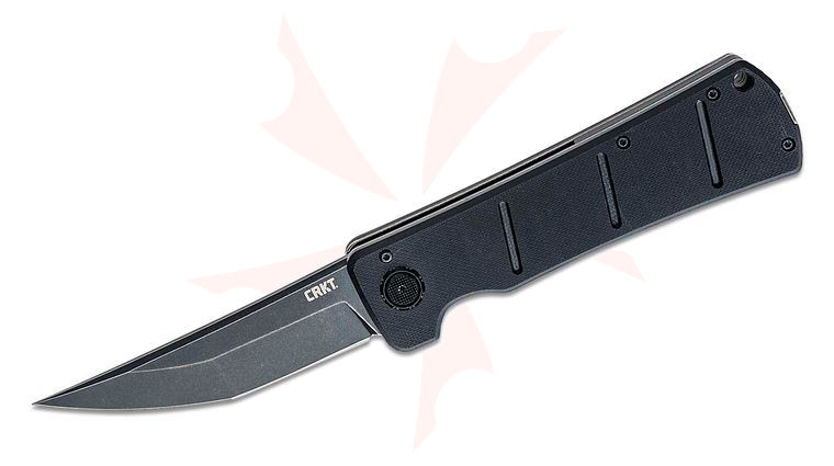 Columbia River CRKT 2908 Inazuma No Ken Assisted Deadbolt Flipper Knife 3.68 inch D2 Black Stonewashed Blade, Black G10 Handles