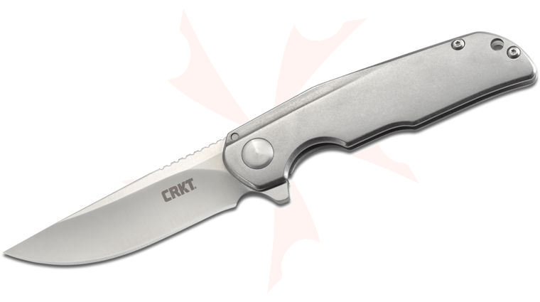 Columbia River CRKT 3720 Liong Mah Remedy Flipper 3.572 inch Satin Drop Point Blade, Stainless Steel Handles