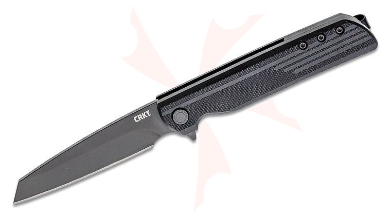 Columbia River CRKT 3802K Matthew Lerch LCK   Blackout Assisted Flipper Knife 3.244 inch Black Reverse Tanto Blade, Glass-Reinforced Nylon Handles