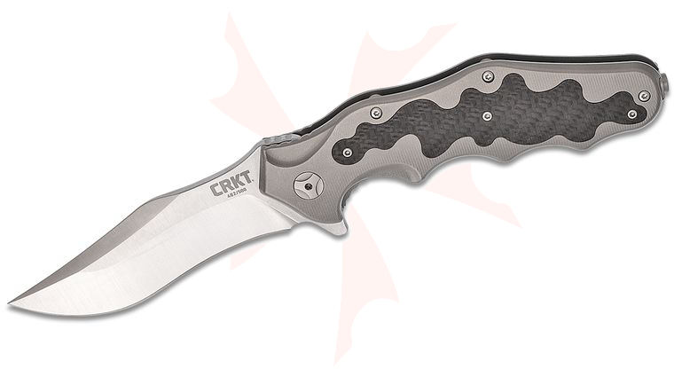 Columbia River CRKT K210CFXP Ken Onion Motley Flipper Knife 3.875 inch Satin Plain Blade, Titanium Handles with Carbon Fiber Inlays