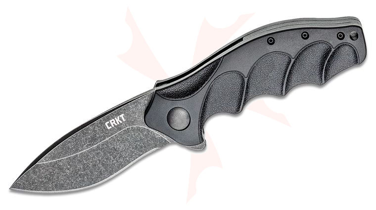 Columbia River CRKT K221KKP Ken Onion Foresight Assisted Flipper Knife 3.529 inch Black Stonewashed Plain Blade, Glass-Reinforced Nylon Handles