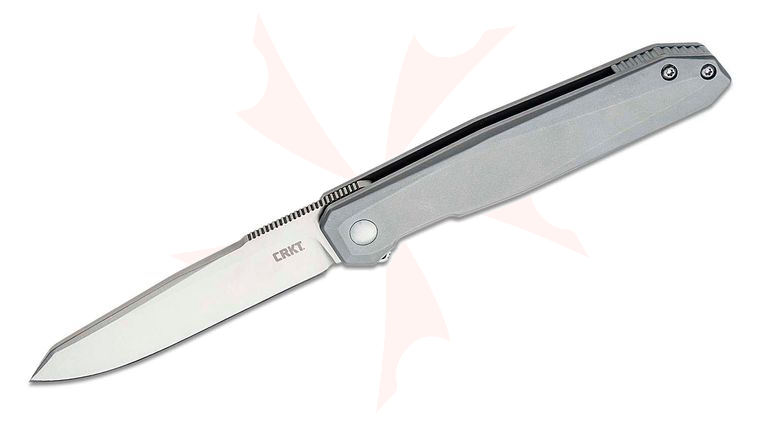 Columbia River CRKT K230XXP Ken Onion Facet Assisted Flipper Knife 3.37 inch D2 Satin Plain Blade, Stainless Steel Handles