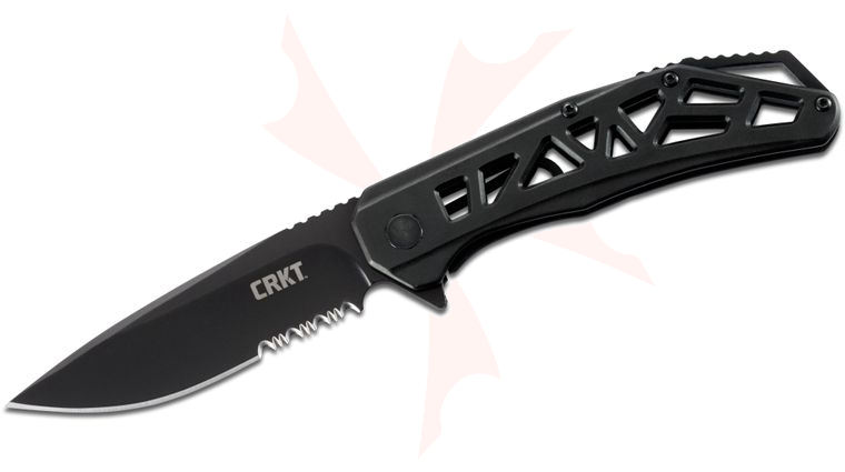 Columbia River CRKT K330KKS Ken Onion Gusset Black Flipper 3.568 inch Black Combo Blade, Gusseted Stainless Steel Handles
