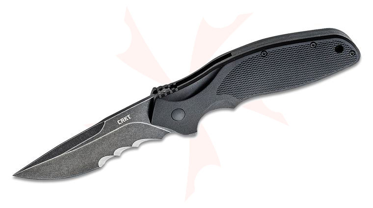 Columbia River CRKT K800KKP Ken Onion Shenanigan Assisted Flipper Knife 3.35 inch 1.4116 Black Stonewashed Combo Blade, Black GFN Handles