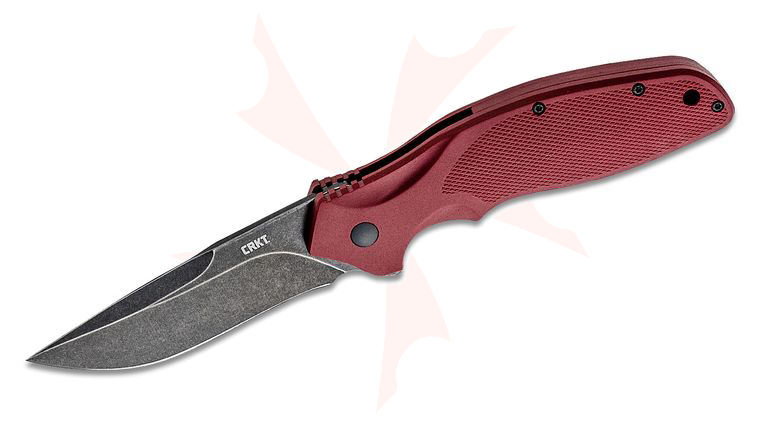 Columbia River CRKT K800RKP Ken Onion Shenanigan Assisted Flipper Knife 3.35 inch 1.4116 Black Stonewashed Plain Blade, Maroon GFN Handles