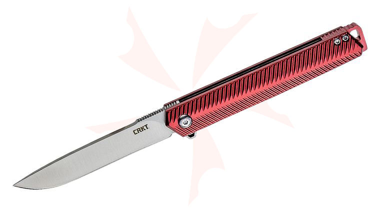 Columbia River CRKT K820BXP Ken Onion Stylus Assisted Flipper Knife 3.18 inch Sandvik 12C27 Satin Plain Blade, Maroon Aluminum Handles