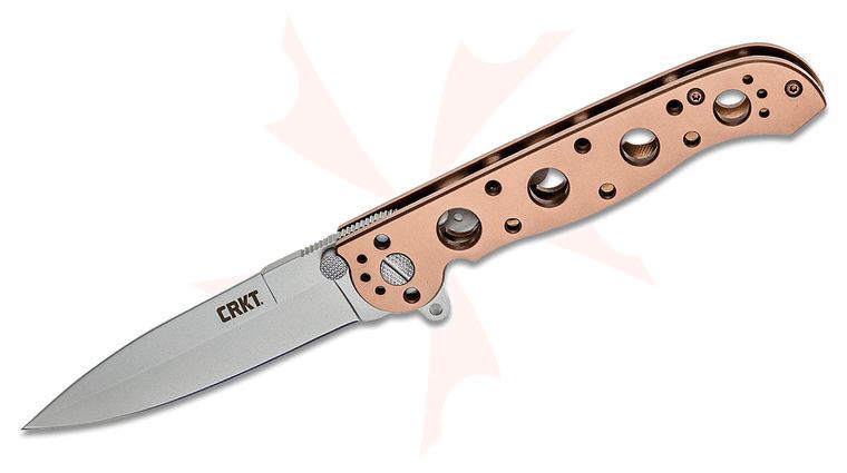 Columbia River CRKT M16-03BS Kit Carson Flipper Knife 3.552 inch Bead Blasted Plain Blade, Bronze Titanium Nitride Stainless Steel Handles