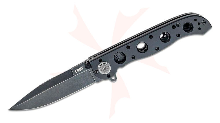 Columbia River CRKT M16-03DB Carson Assisted Deadbolt Lock Flipper Knife 3.58 inch D2 Black Stonewashed Spear Point Blade, Black Aluminum Handles