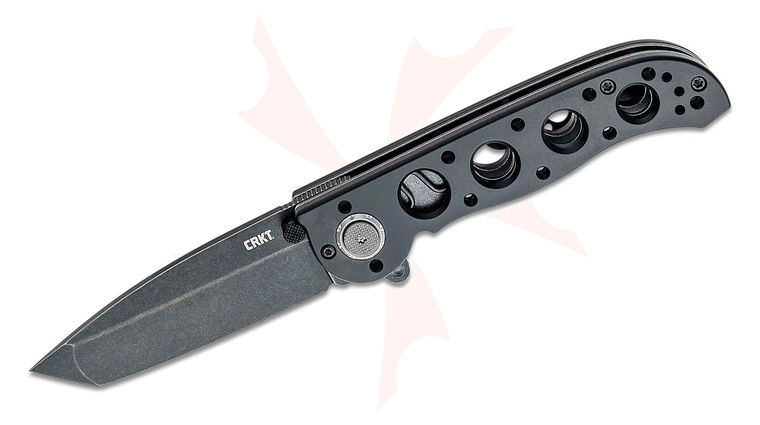 Columbia River CRKT M16-02DB Kit Carson Assisted Deadbolt Lock Flipper Knife 3.12 inch D2 Black Stonewashed Tanto Blade, Black Aluminum Handles