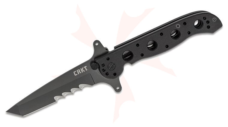 Columbia River CRKT M16-13SFG Carson Special Forces Flipper 3.5 inch Black Combo Tanto Blade, Black G10 Handles