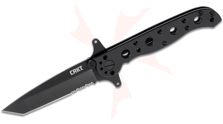 Columbia River CRKT M16-10KSF Carson Flipper Special Forces 3 inch Black Combo Tanto Blade, Black Stainless Steel Handles