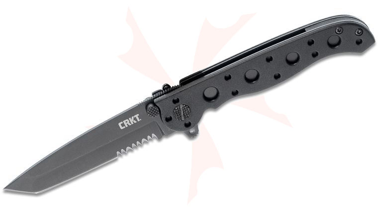 Columbia River CRKT M16-10KZ Carson Flipper 3 inch Black Tanto Combo Blade, Black GFN Handles