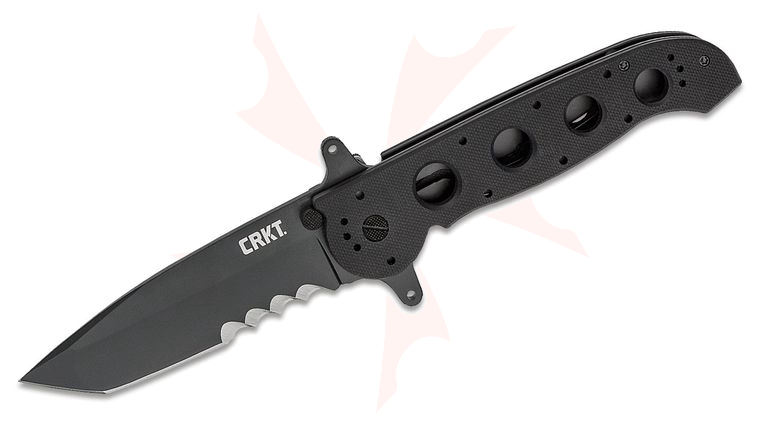 Columbia River CRKT M16-14SFG Carson Special Forces Flipper Knife 3.875 inch Black Combo Tanto Blade, Black G10 Handles
