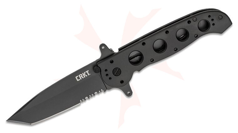 Columbia River CRKT M16-14SF Carson Big Dog Liner Lock Flipper Knife 3.875 inch Black Combo Tanto Blade, Black Aluminum Handles