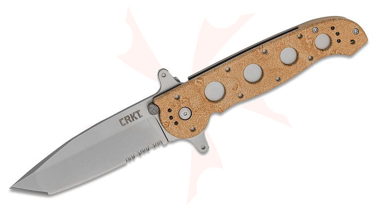 Columbia River CRKT M16-14ZSF Carson Liner Lock Flipper 3.875 inch Bead Blast Combo Tanto Blade, Desert Tan GFN Handles