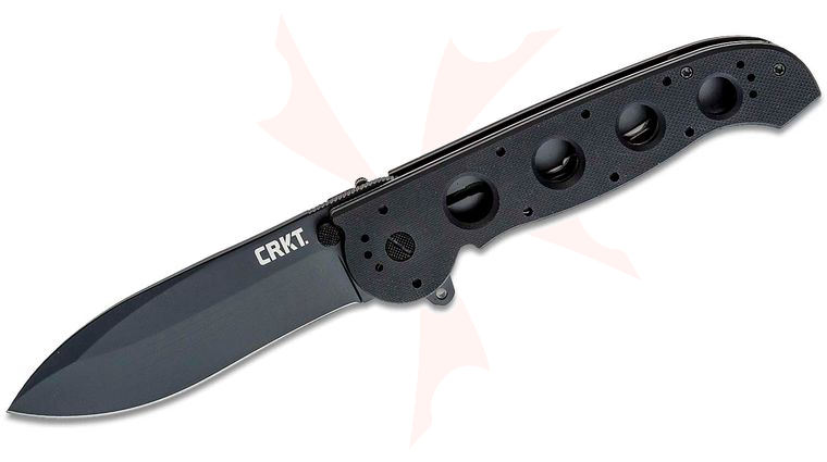 Columbia River CRKT M21-04G Carson Flipper Knife 3.875 inch Black Plain Blade, Black G10 Handles