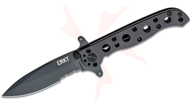 Columbia River CRKT M21-10KSF Carson Flipper 3.134 inch Black Combo Blade, Black Stainless Steel Handles