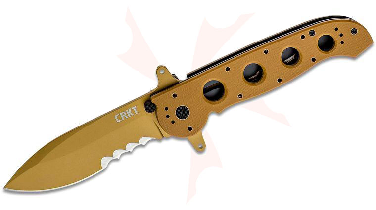 Columbia River CRKT M21-14DSFG Carson Special Forces Flipper Knife 3.875 inch Combo Blade, Desert Tan, G10 Handles