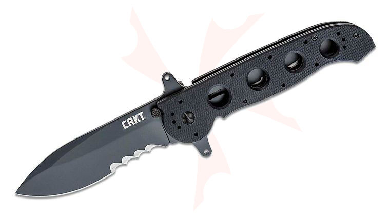 Columbia River CRKT M21-14SFG Carson Special Forces Flipper Knife 3.875 inch Black Combo Blade, Black G10 Handles