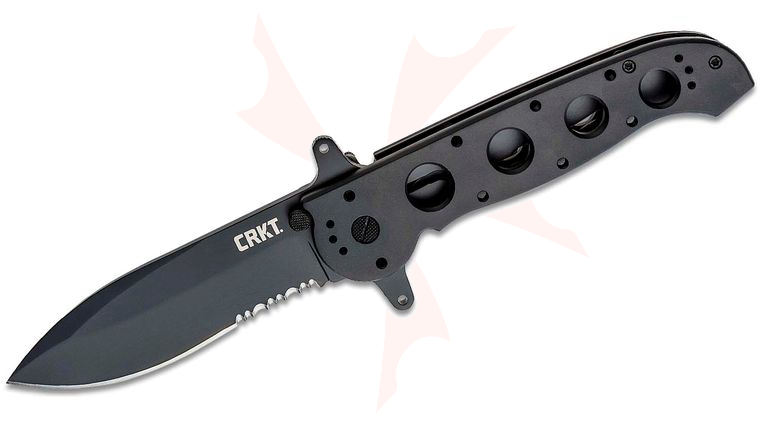 Columbia River CRKT M21-14SF Carson Special Forces Liner Lock Flipper Knife 3.875 inch Black Combo Spear Point Blade, Black Aluminum Handles