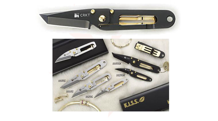 Columbia River KISS in the Dark Gold Trimmed Knife Tanto Plain