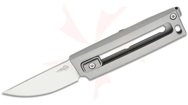 D Rocket Designs KatanaO Manual OTF Knife 1.975 inch M390 Satin Drop Point Blade, Integral Titanium Handle