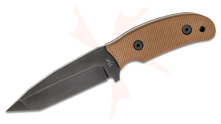 Duane Dwyer Custom RM XM005 Fixed Blade Knife 4.5 inch PD#1 Black Oxide Tanto Blade, Coyote Tan G10 Handles, Kydex Sheath