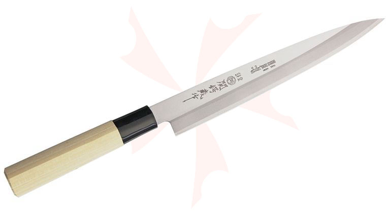 Due Cigni by Fox 7 inch Sashimi Knife, Maple Wood Handle Japanese Made