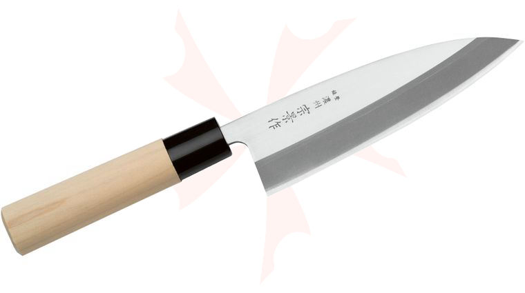 Due Cigni by Fox 6 inch Deba Knife, Maple Wood Handle Japanese Made
