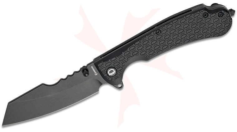 Daggerr Knives Rhino Flipper Knife 3.5 inch 8Cr14MoV Black Stonewashed Sheepsfoot Blade, Black FRN Handles, Glass Breaker