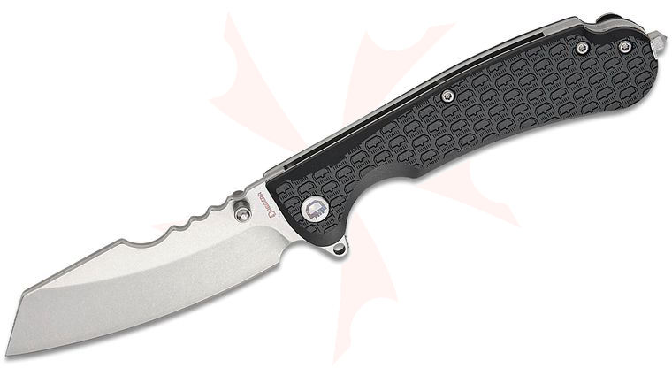 Daggerr Knives Rhino Flipper Knife 3.5 inch 8Cr14MoV Stonewashed Sheepsfoot Blade, Black FRN Handles, Glass Breaker
