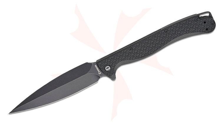 Daggerr Knives Vendetta Flipper Knife 5 inch 8Cr14MoV Black Stonewashed Spear Point Blade, Black FRN Handles