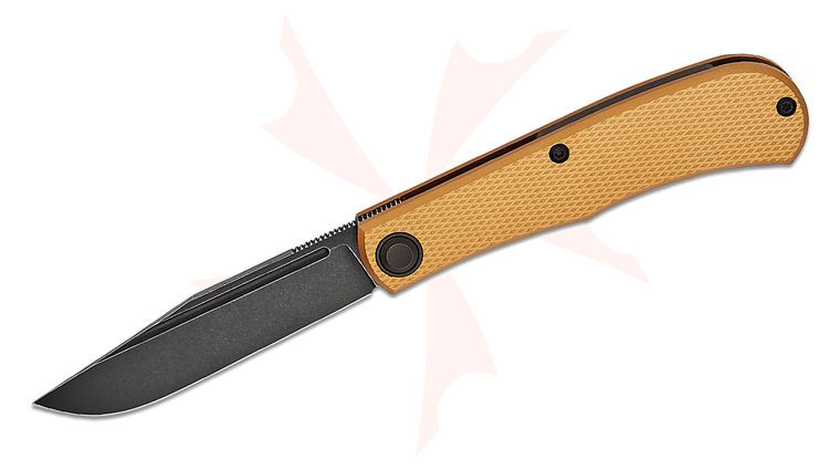 Daedalus Knife Co. DKC-L4 Lab Liner Lock Front Flipper Knife 2.99 inch 154CM Black Stonewash Clip Point Blade, Bronze Checkered Aluminum Handles