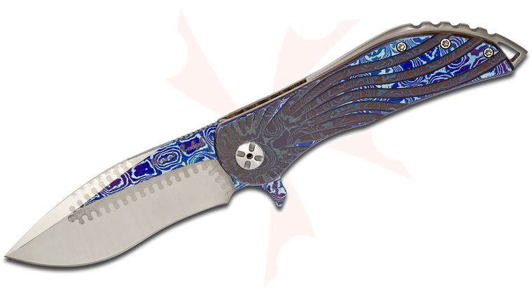 Darrel Ralph Designs Custom Fusion AOD Flipper 4 inch Raindrop Mokuti/6K Stellite Blade, Two-Tone Mokuti Handles