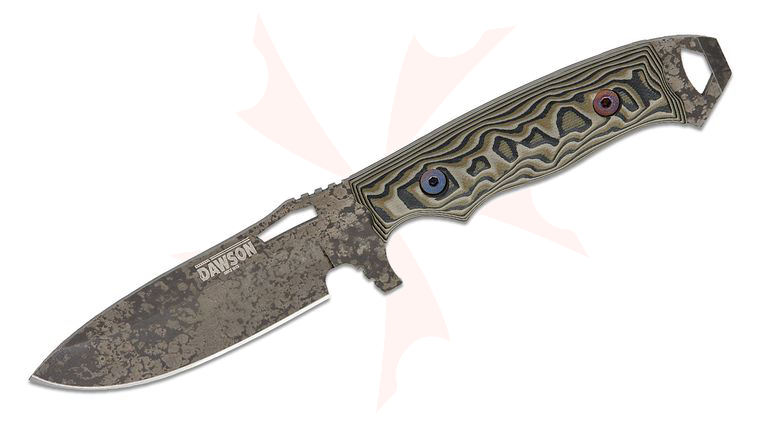 Dawson Knives Nomad GEN 2 Fixed Blade Knife 3.75 inch 80CRV2 Rainstorm Drop Point Blade, Arid Camo G10 Handles, Kydex IWB Sheath