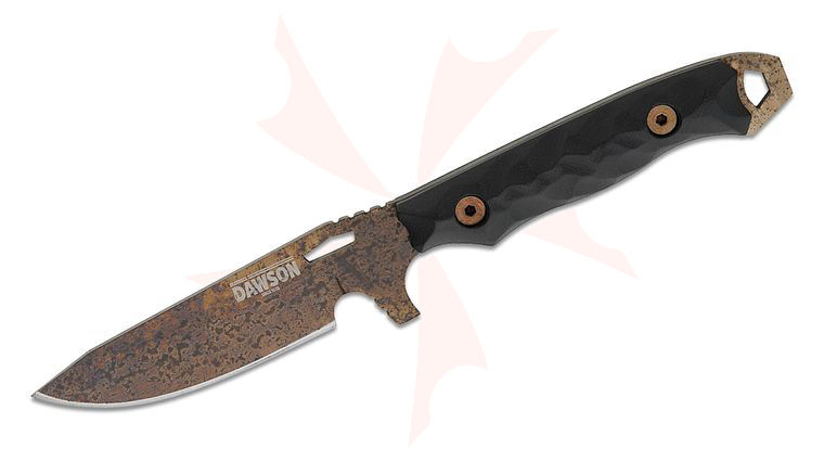 Dawson Knives Outcast GEN 2 Fixed Blade Knife 3.125 inch 80CrV2 Wildfire Drop Point Blade, Black G10 Handles, Kydex Sheath